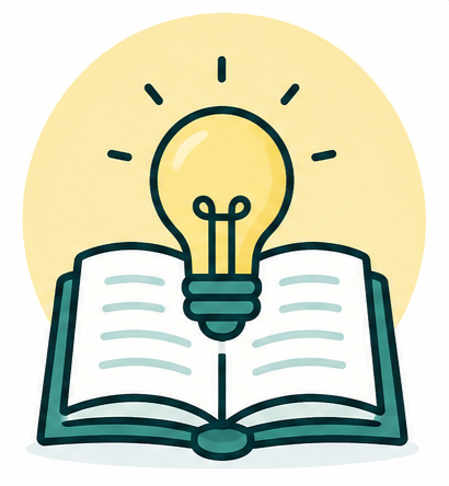 Open book with lightbulb representing learning