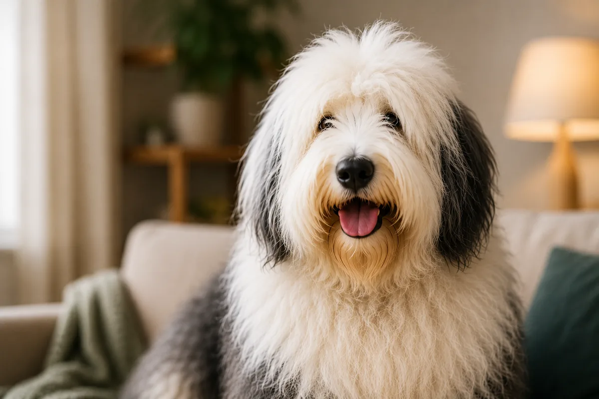 Willow, ClearPetCover's Old English Sheepdog guide